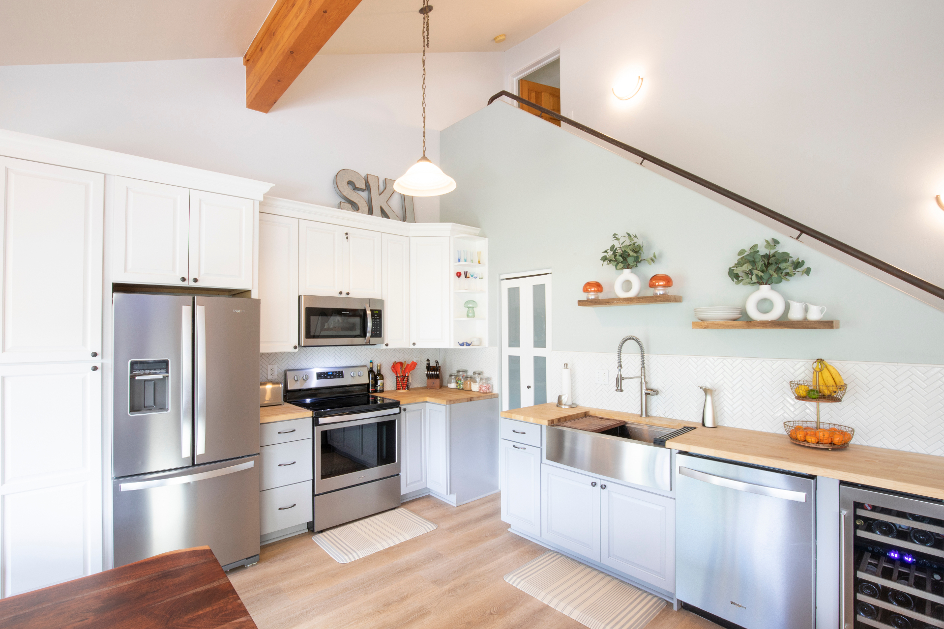 Bright vaulted kitchen in a Telluride short-term rental
